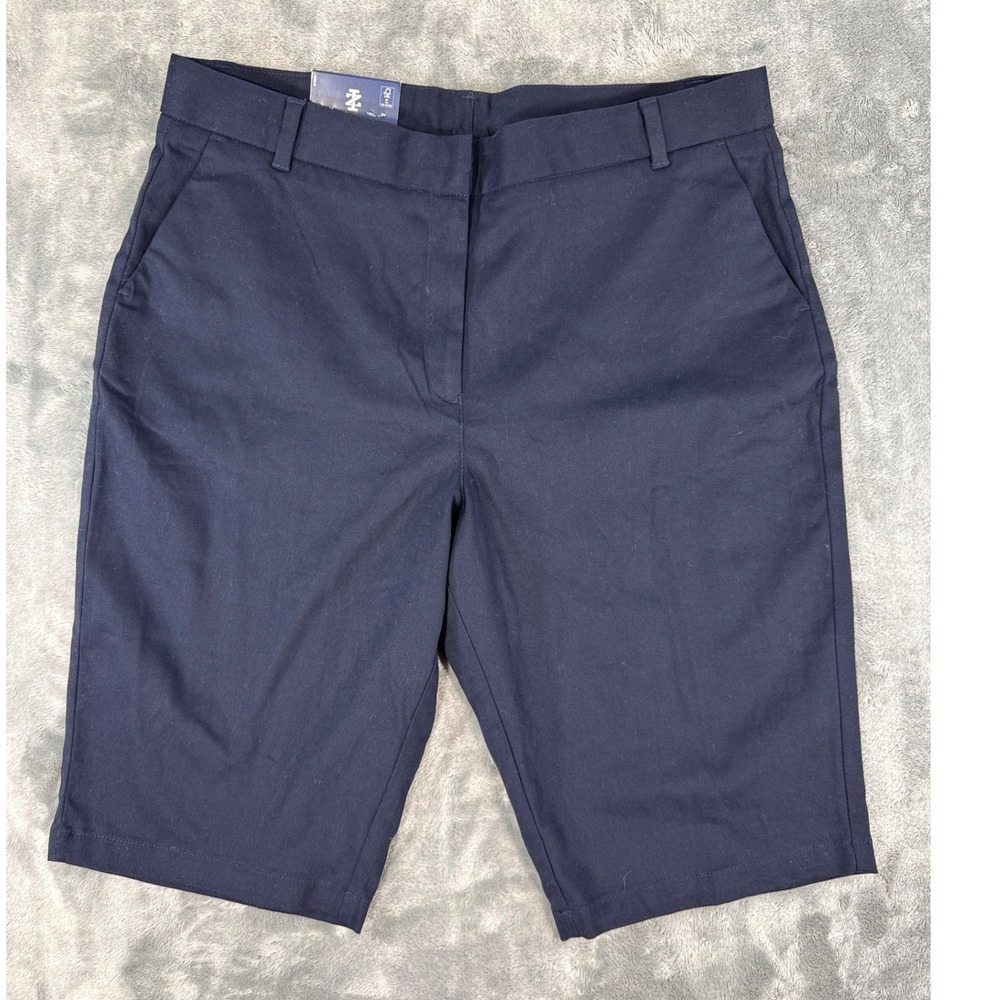 IZOD Girls Plus‎ 18.5 Navy Blue Skinny Bermuda Shorts Adjustable Waist NWT